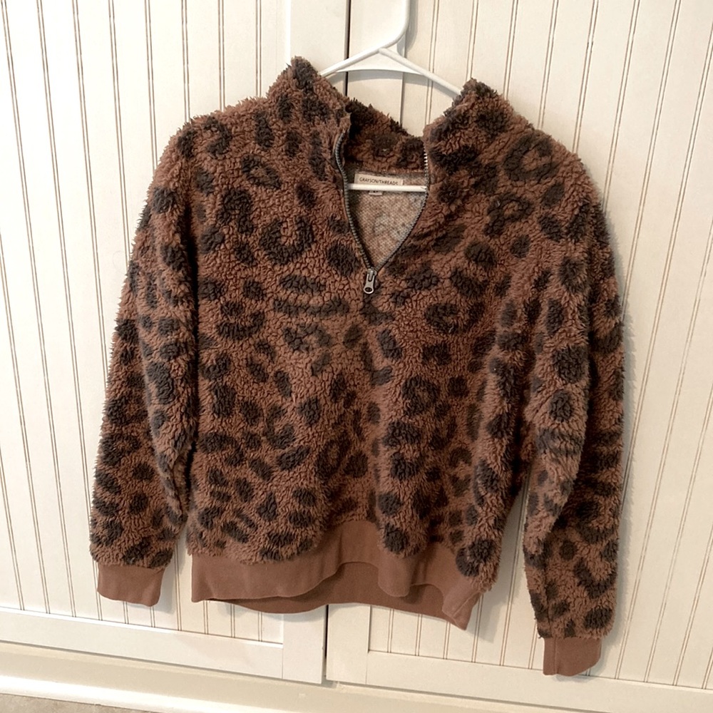 cheetah print zip up jacket